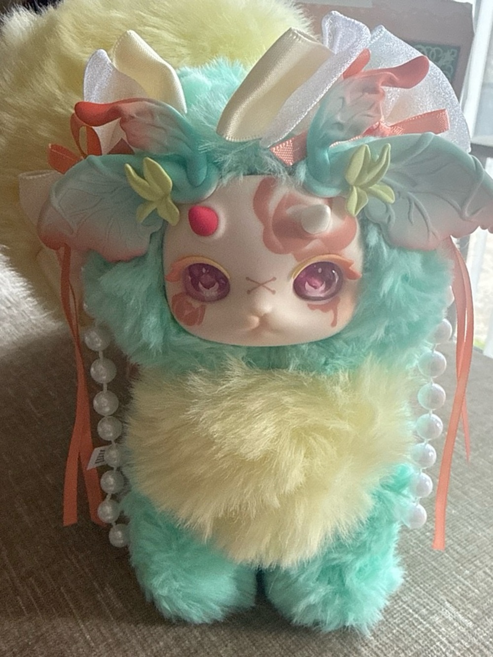 Tutu long Plush Fantasy Creature Stuffed Animal - Mint & Pale Yellow